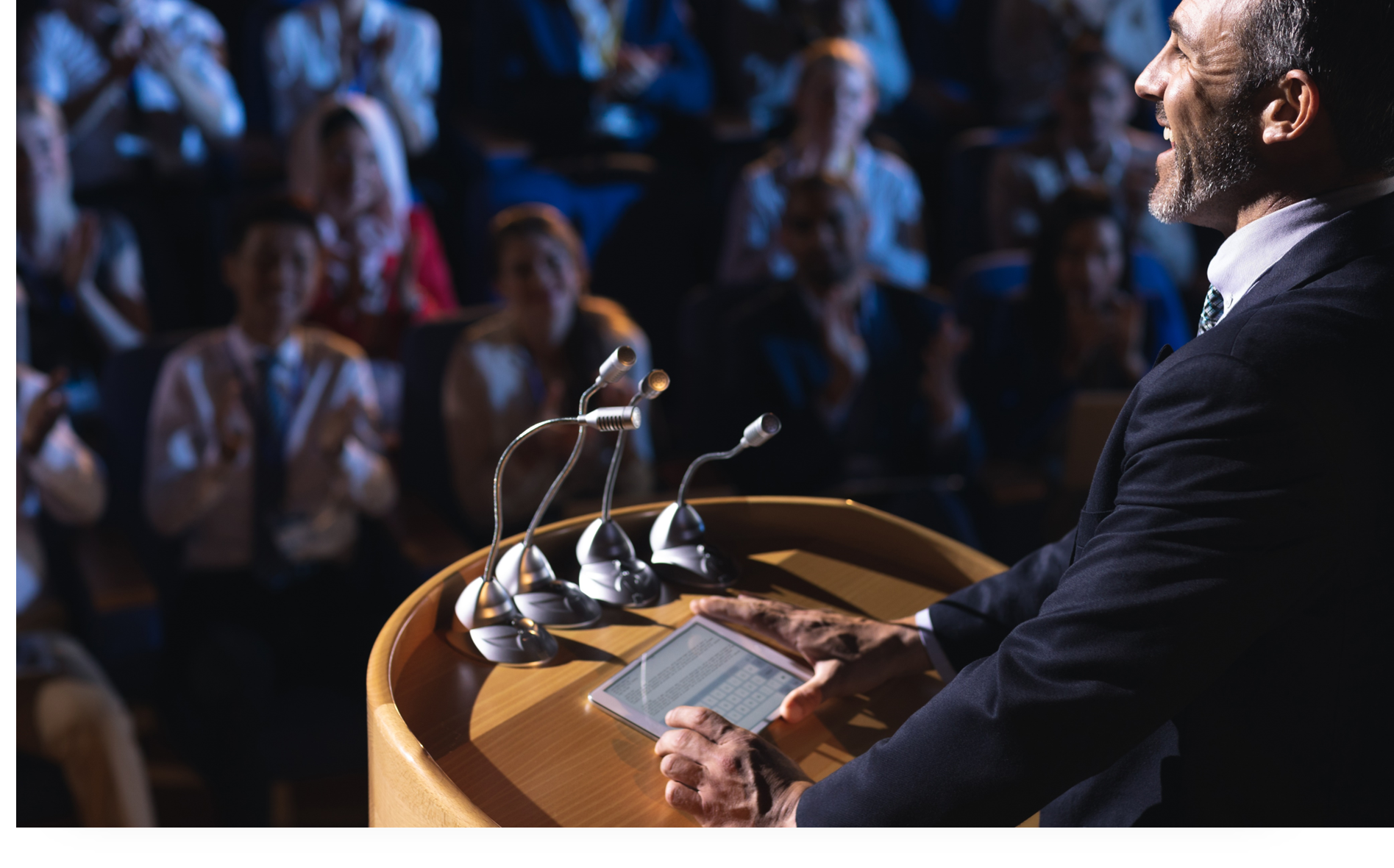 Professional speaking at a conference